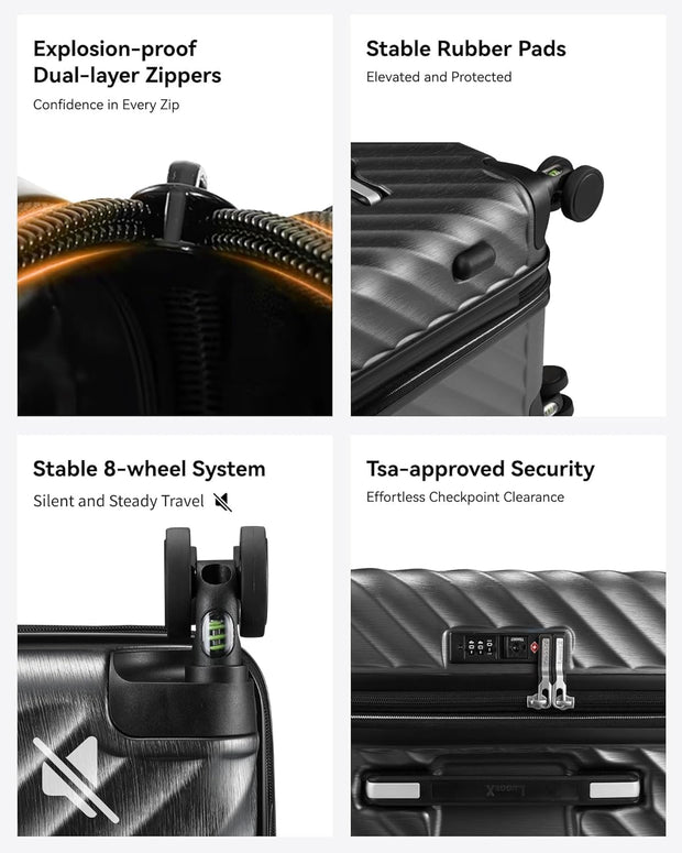 LUGGEX Trunk Luggage, Large Suitcases with Shock-Absorbing Spinner Wheels, Deep Capacity Expandable Hard Shell Suitcase 28 Inch, Charcoal Metallic, 92.2L