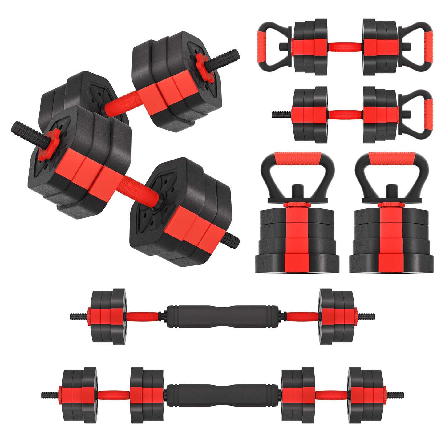 VIVITORY Dumbbell Sets Adjustable Weights, Free Weights with Connector, Non-Rolling Adjustable Dumbbell Set, Barbell for Home Gym, Hexagon, Cement Mixture