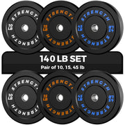 Olympic Rubber Bumper Weight Set - 2 Inch Barbell Plates for Home Gym Strength Training
