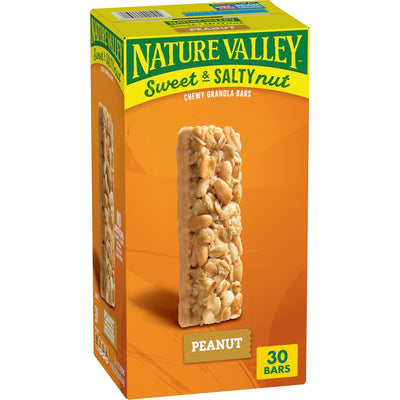Nature Valley Sweet & Salty Peanut Chewy Granola Bars Bulk 30 Count, 36 oz Box, No Artificial Flavors Colors or High Fructose Corn Syrup, Morning Snack Bars, Adventure Ready