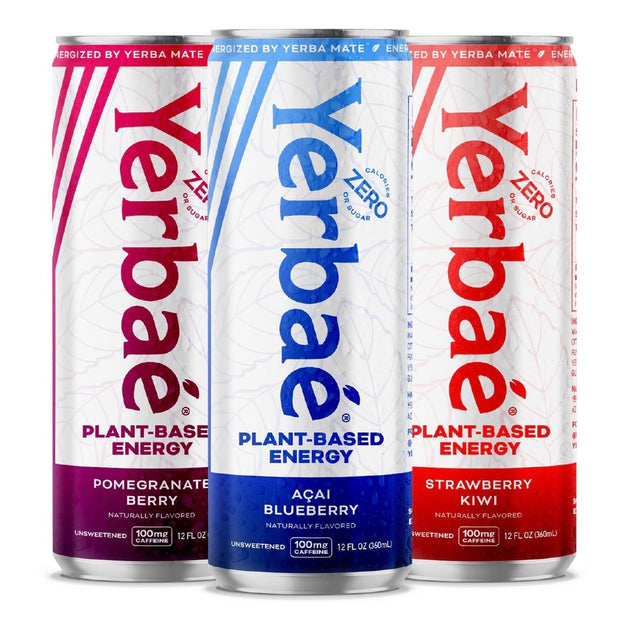 Yerbaé Energy Seltzer - Variety Performance Pack. No Sugar/Calories/Carbs. Energized by Yerba Mate Naturally Caffeinated Plant-Based, Healthy Alternative to Coffee/Sugary Sodas, Pack of 12, 12oz cans