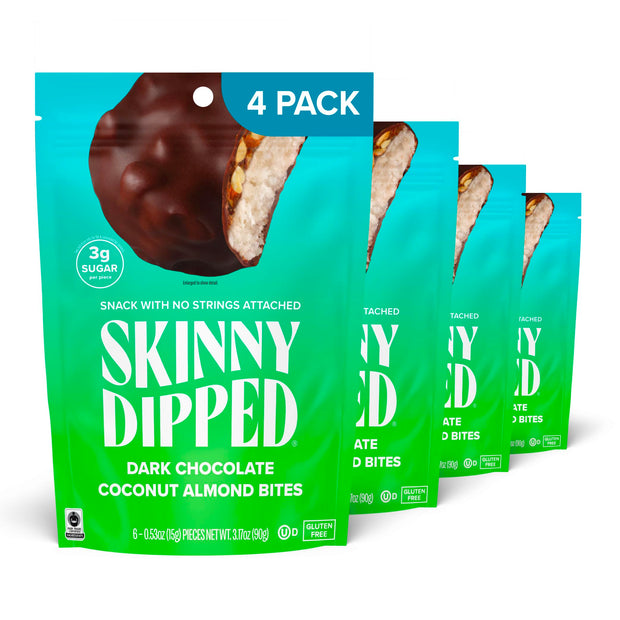SkinnyDipped Dark Chocolate Peanut Butter Cups, 2g Sugar per Cup, Keto Friendly, Low Carb, Gluten Free, 3.2oz, 4 Pack (24 Cups Total)