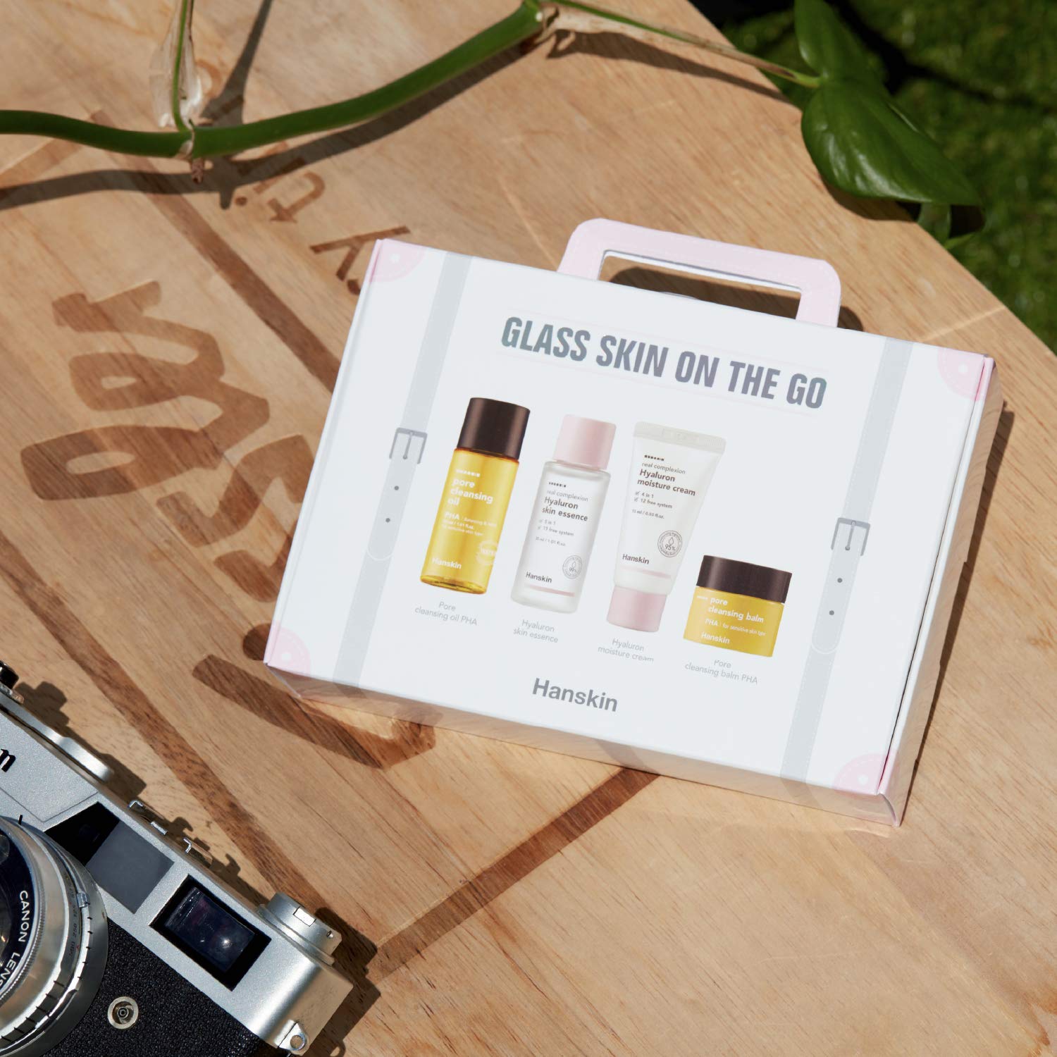 Hanskin Glass Skin On The Go Kit, Set of 4, Moisturizing Travel-Friendly Hydrating Skincare Set for Glowing Skin, Cleansers, Essence Toner and Moisturizer, Korean Skincare
