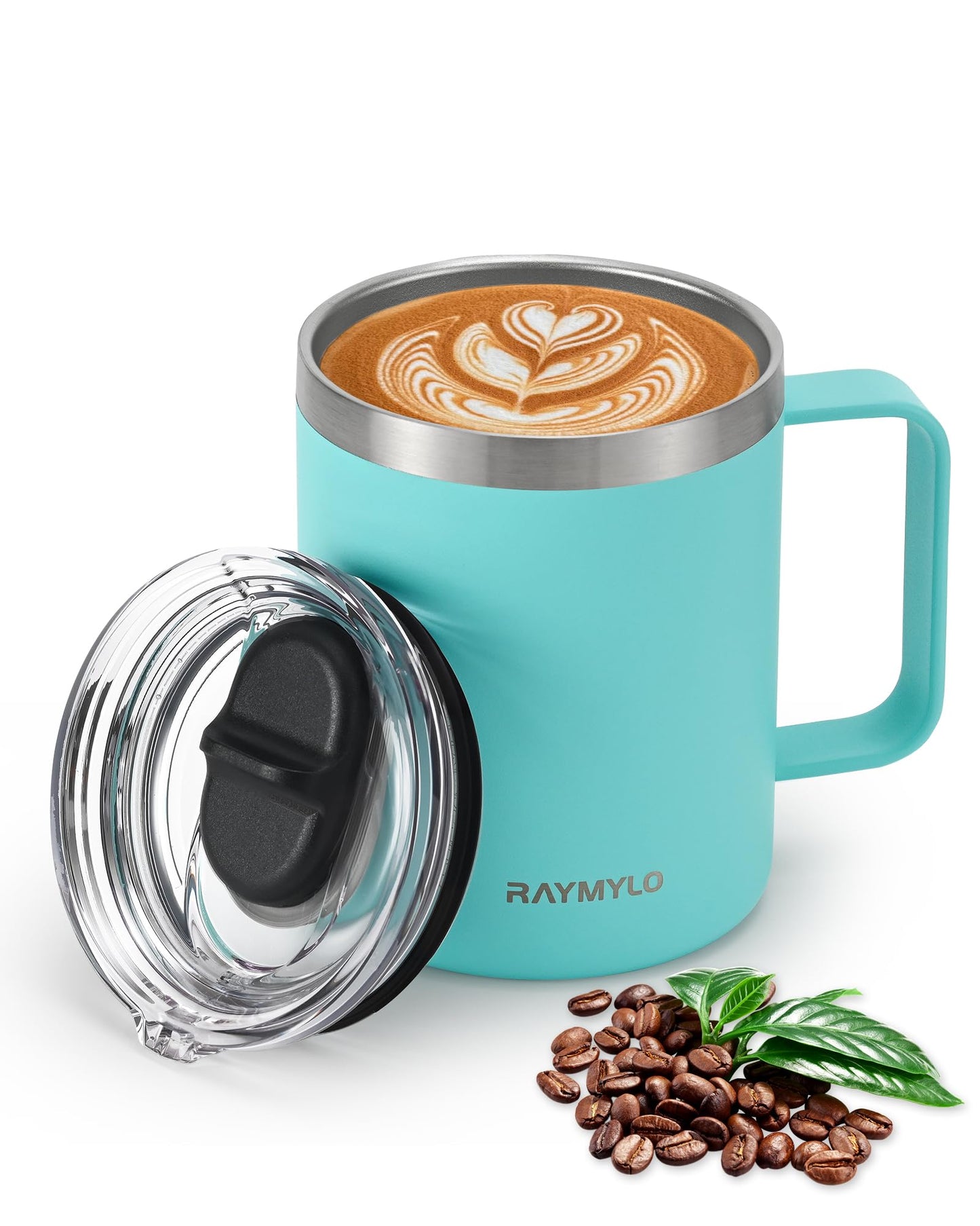Insulated Coffee Mug 12 oz, Double Wall Stainless Steel Coffee Mug with Lids, Leak-Proof & Detachable Slider Lid for Thorough Clean, Keeps Coffee Cold for 9 Hrs, Suitable for Camp Home Office