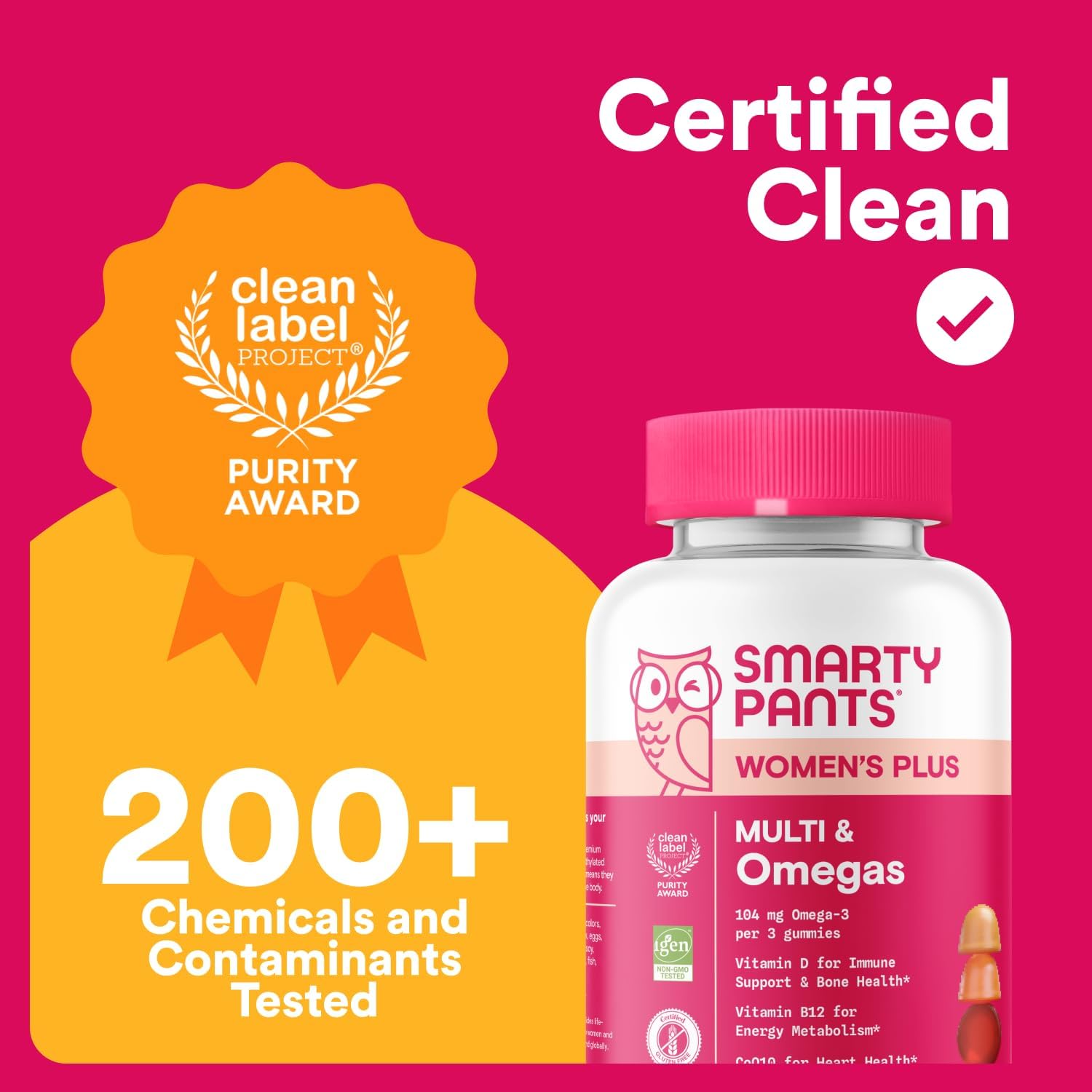 SmartyPants Women's Multivitamin Gummies - Improved Formula: Omega 3 (DHA/EPA), Methylfolate, CoQ10, Vitamin D3, C, Vitamin B12, B6, A, K & Zinc, Inositol, Gluten Free, 90 Count (30 Day Supply)