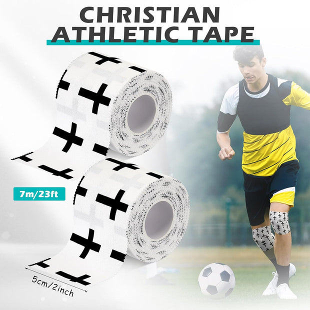 TrelaCo 1 Pcs Wrist Tape Baseball Cross Athletic 2in x 23ft Cotton Cross Wrist Tape Serrated Edges for Fingers Ankles Injury Wrap, Football Baseball Hockey Soccer (White)