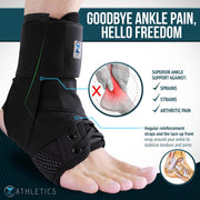 Z ATHLETICS Ankle Brace for Women & Men - Lace Up Adjustable Support with Side Stabilizers for Sprained Ankle, Achilles Tendonitis Relief | Basketball, Volleyball, Running & Sports Recovery