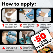 Waterproof Kinesiology Tape - 3 Rolls - Knee Support & Muscle Pain Relief - 16.4 ft Uncut Sports Kinetic Tape for Joint Stability - 50 Instructional Videos