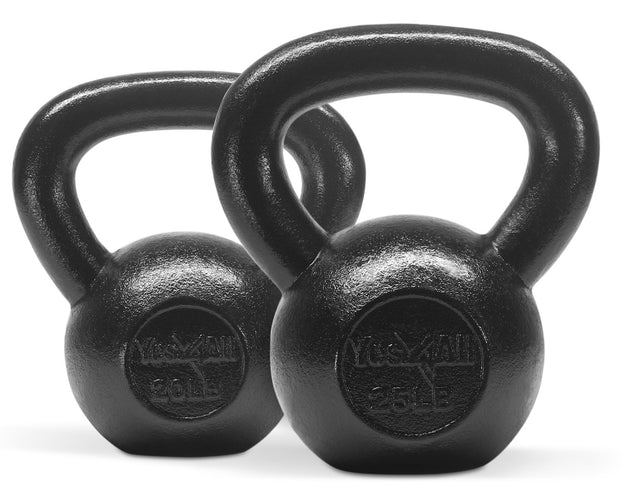 Yes4All Kettlebell Cast Iron Sets 5 - 10 - 15 - 20 - 25 - 30 lbs, Multi-Level from Beginners to Pros Kettlebell Set for Strength Training & Home Gym Equipment