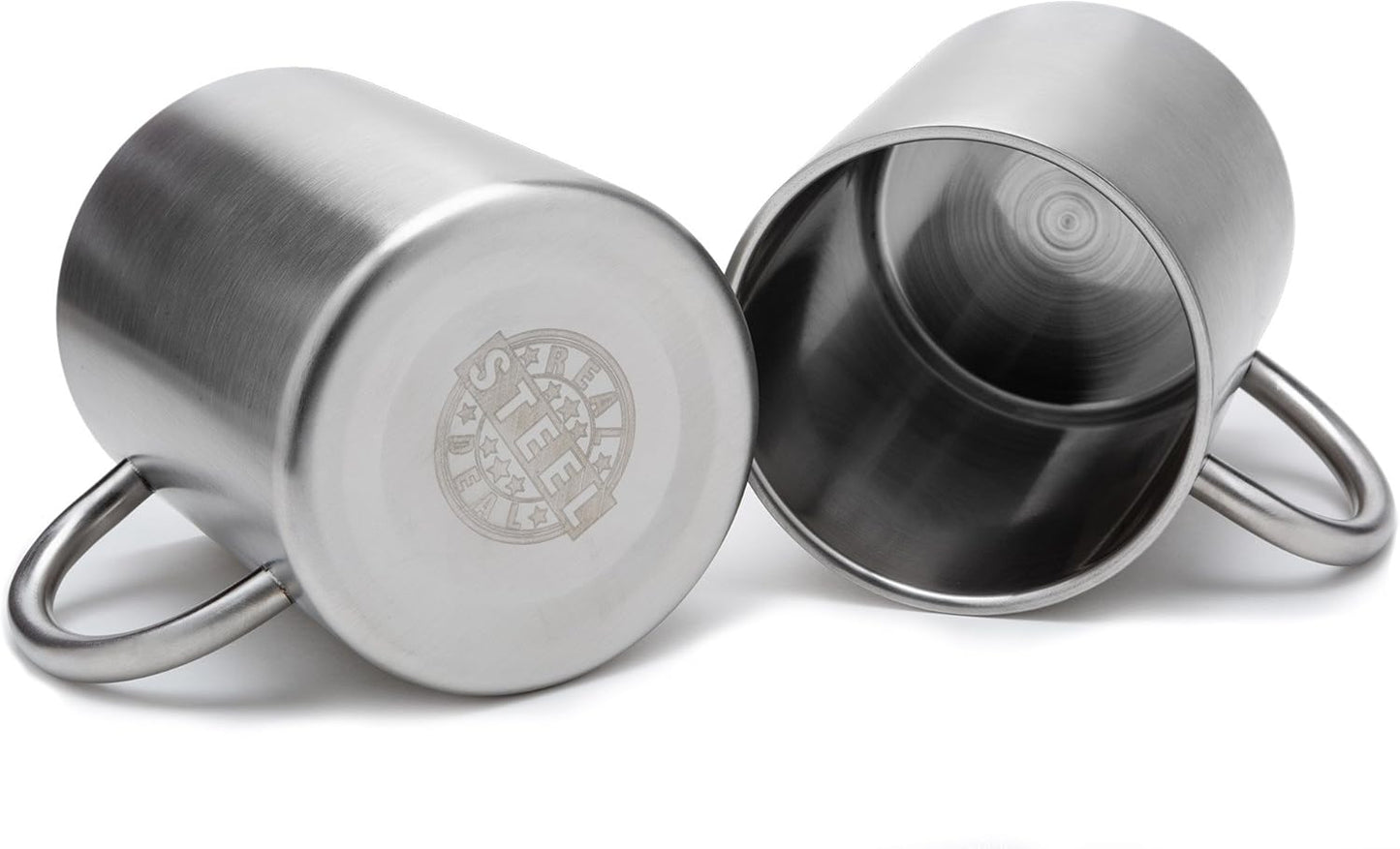 Stainless Steel Coffee Mugs – 15 oz Double Wall Stainless Steel Mugs with Handle, Metal Coffee Cups for Tea, Insulated Mug Set of 2 – BPA Free, Durable, Unbreakable Metal Coffee Mugs for Camping