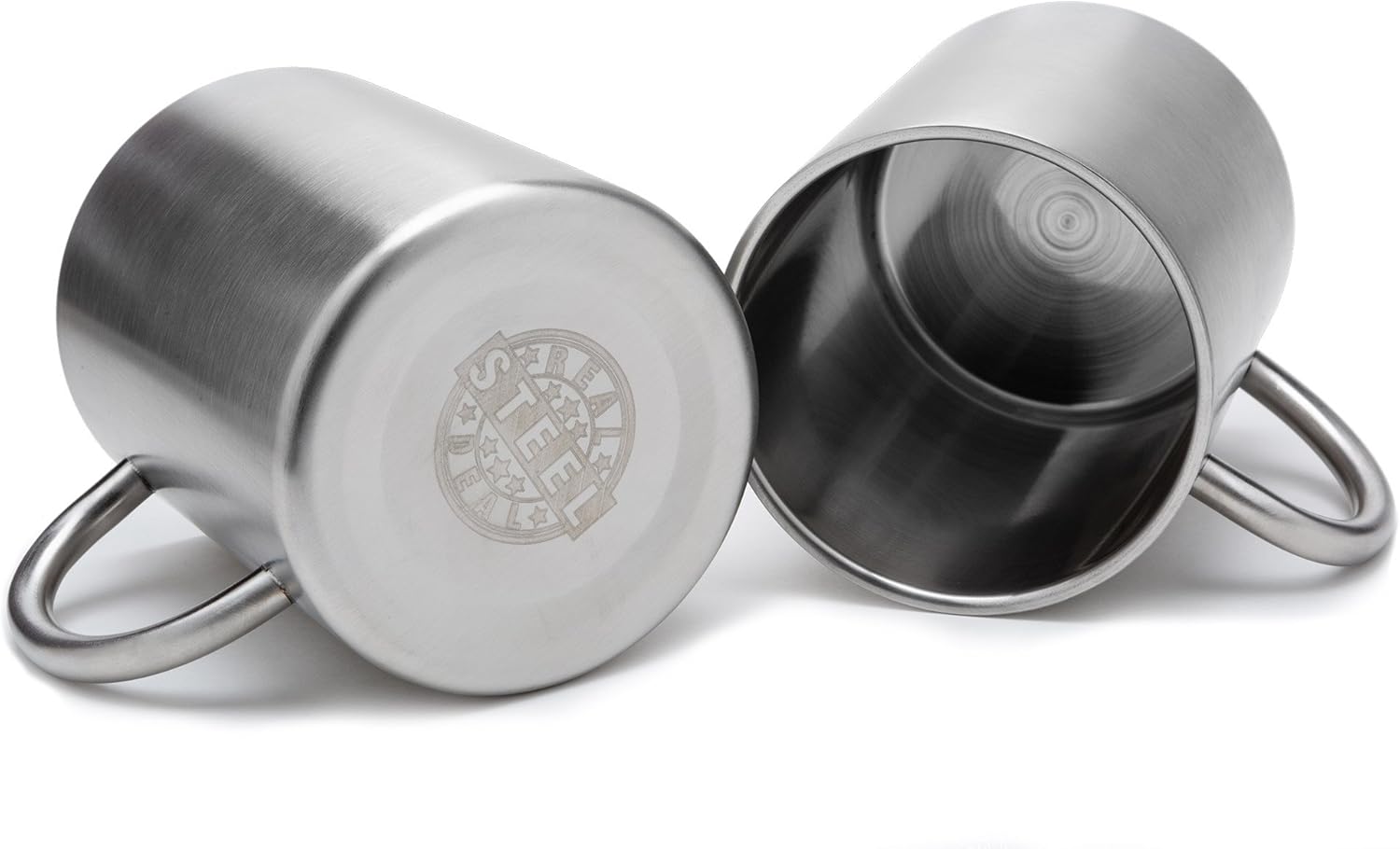 Stainless Steel Coffee Mugs – 15 oz Double Wall Stainless Steel Mugs with Handle, Metal Coffee Cups for Tea, Insulated Mug Set of 2 – BPA Free, Durable, Unbreakable Metal Coffee Mugs for Camping