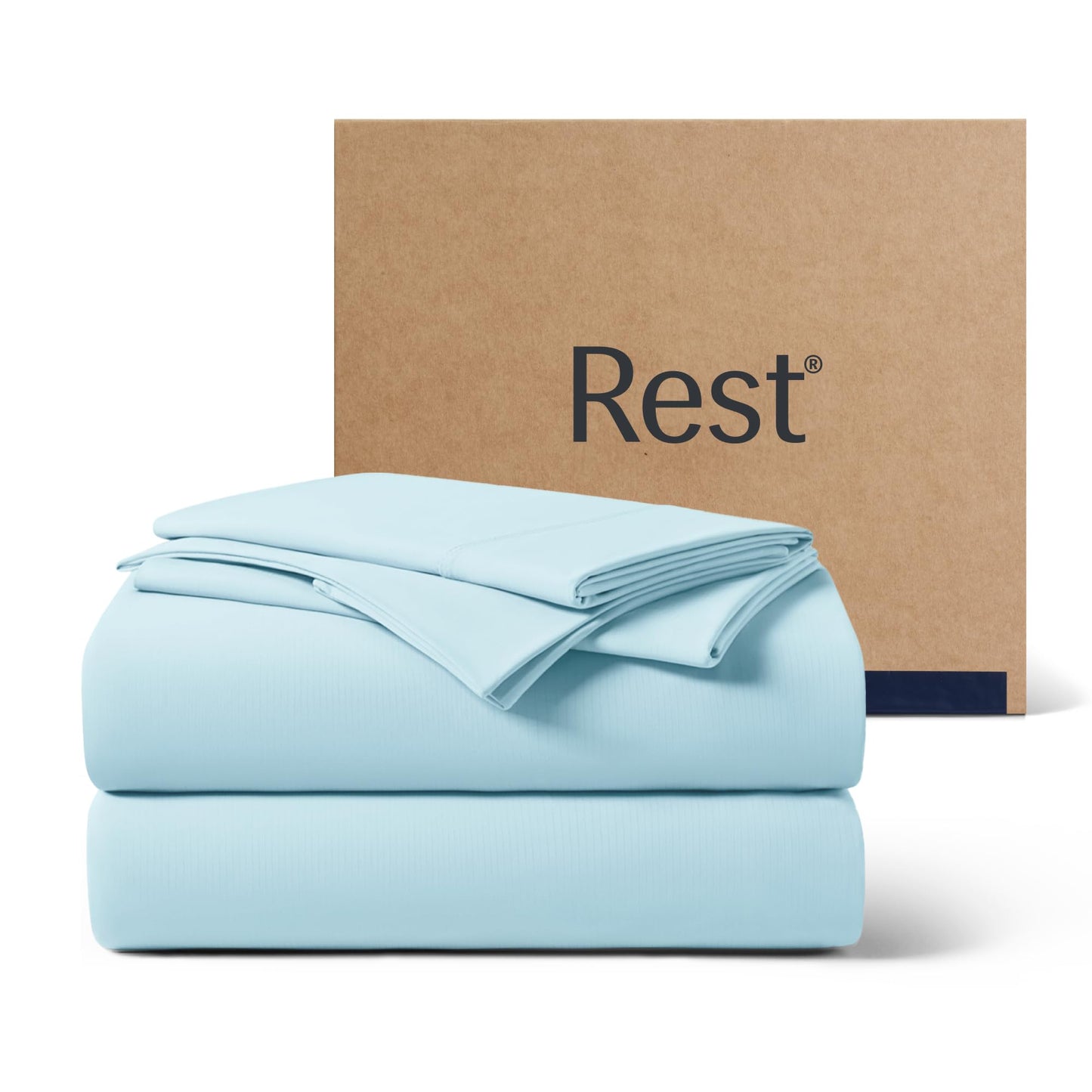 REST® Evercool®+ Cooling Sheet Set, King Size, Light Gray, Breathable Bed Sheets for Hot Sleeper and Night Sweats, with Pillowcases, with Ionic+ Self-Cleaning Silver Yarn for Sensitive Skin, 4PCS