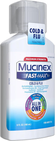 Mucinex Maximum Strength Fast-Max Cold & Flu and Nightshift, All-in-One Multi Symptom Relief Liquid, 6 Fl Oz - 2 Count (Pack of 1)