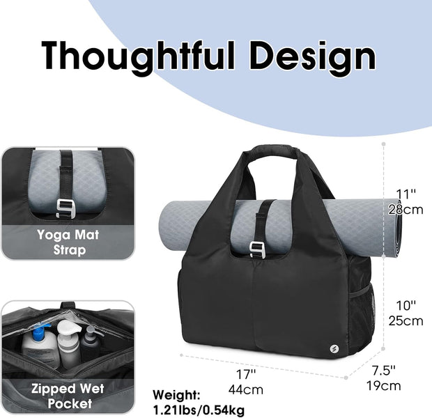 sportsnew Yoga Gym Bags for Women with Shoes Compartment & Wet Dry Storage Pockets & Adjustable Yoga Mat Holder, Patent Pending