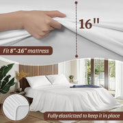 100% Egyptian Cotton Sheets King Size 4 Pcs Sheet Sets 1200 Thread Count 16" Deep Pocket Fitted Sheet Soft Breathable Bedding Set (King, White)