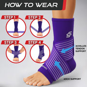 Sleeve Stars Ankle Brace for Women & Men, Ankle Wrap for Sprain, Compression Sleeve for Plantar Fasciitis Relief, Easy Customizable Support: w/ Removable Strap (Single/M:10"-12"/Black)