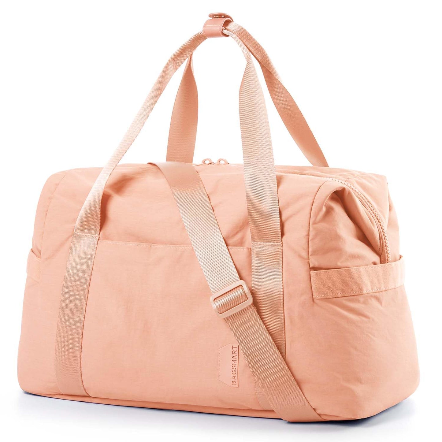 BAGSMART Gym Bag for Women, Carry on Weekender Overnight Bag, Travel Duffel Bags with Trolley Sleeve, Personal Item Travel Bag Tote Bag Workout Dance Bag(Pink,Medium)