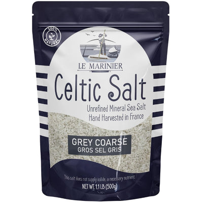 Le Marinier French Sea Salt Grey Coarse, 1.1lb - 18oz. Mineral Rich 100% Natural and Unrefined Celtic Salt Organic. Hand Harvested Mineral Sea Salt, Sel Gris (1.1lb Grey Coarse)