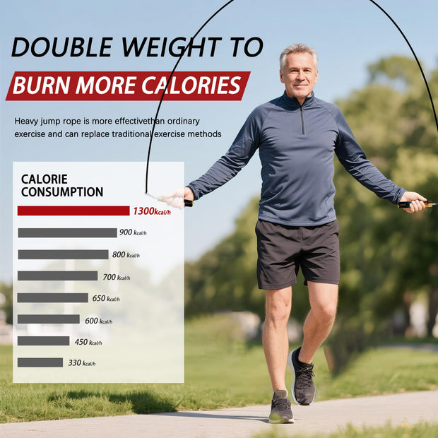 Mogold Weighted Jump Ropes for man&women fast clip interchangeable 1/4LB 1/2LB 1LB heavy jump ropes , Ball Bearing Design – Weighted, Length Adjustable,Ergonomics Grip for fitness weight loss & More