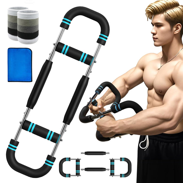 Twister Arm Trainer, 60-110lb Adjustable Resistance Workout Equipment Twister Arm Chest Exerciser Power Twister Bar, Portable Chest Press Machine Detachable Design Fitness for Home & Gym