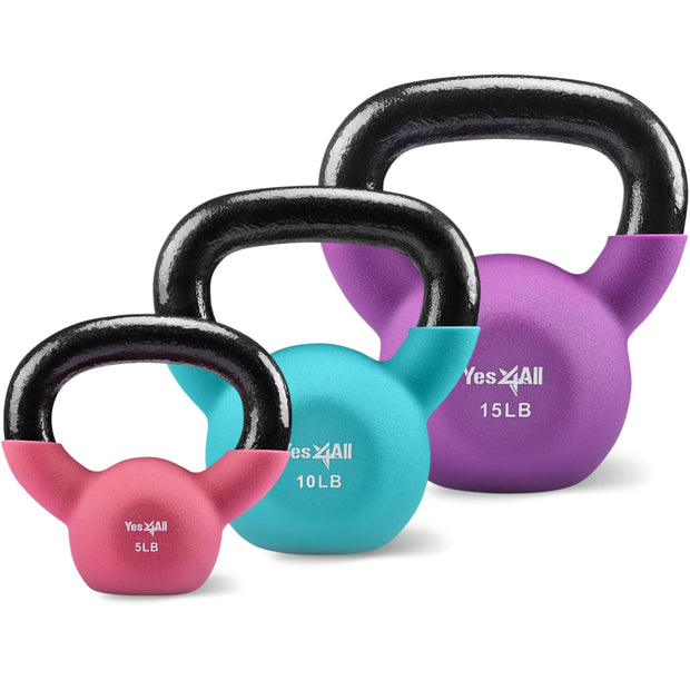 Yes4All Kettlebells 5lbs-65lbs & Kettlebell Sets Adjustable Weights, Kettlebell for Weight Training, Home Workout Equipment with Secure Grip for High Rep, Exercise Equipment