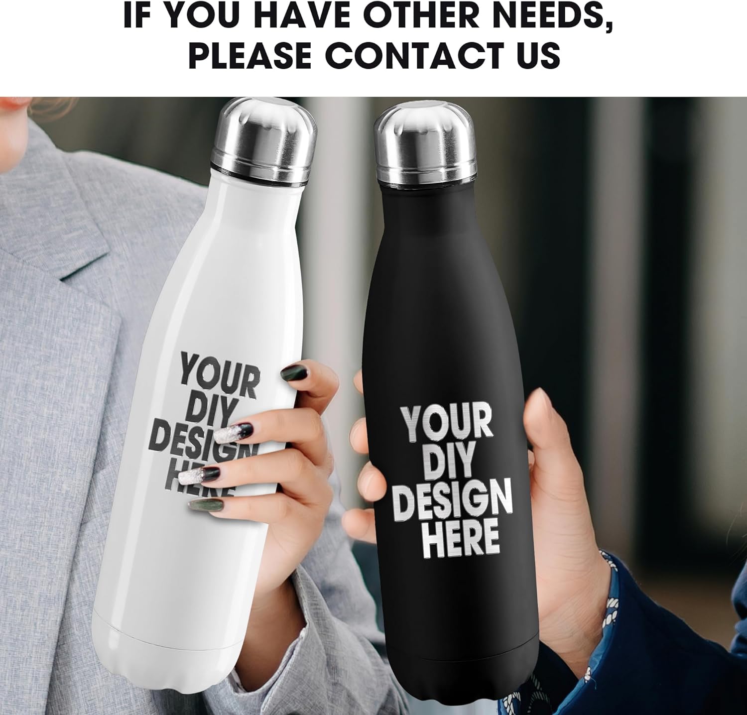 Personalized Custom Water Bottles Print in USA 17oz 12 Pcs Stainless Steel Double Wall Insulated Leakproof Cups With Colorful Text Logo for Sports Outdoors