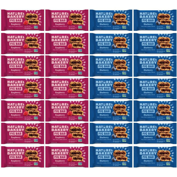 Nature's Bakery Whole Wheat Fig Bars - 32 Twin Packs (16 Blueberry, 16 Raspberry Each) (1)