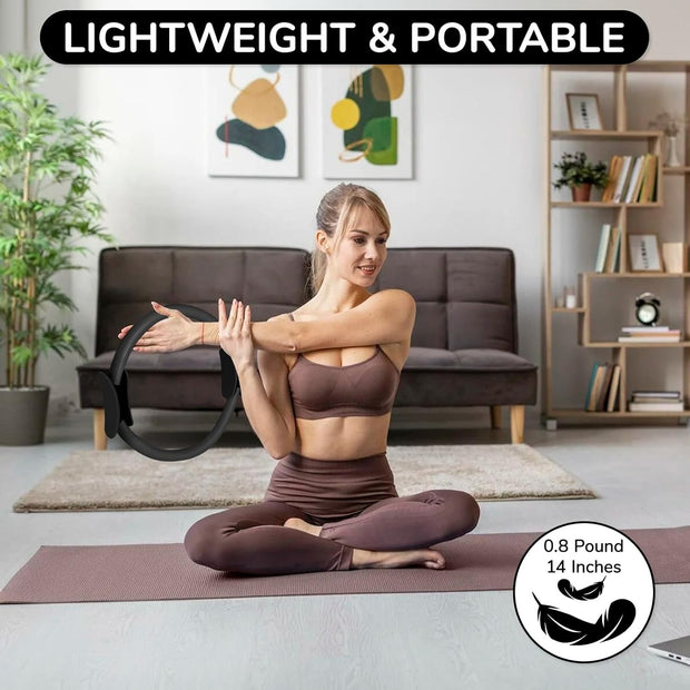 TOPZGLEEY Pilates Ring and Ball Set with Resistance Bands - Pilates Equipment for Home Workout - 14'' & 12'' Pilates Rings, 2 Pilates Balls, 5 Resistance Bands,Guide