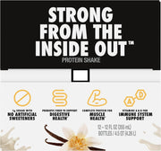 Oikos Protein Shake, Vanilla, 30g High Protein Drinks, Shelf Stable, Ready to Drink, 5g Prebiotic Fiber, 12 fl oz Bottle, 12 Count​