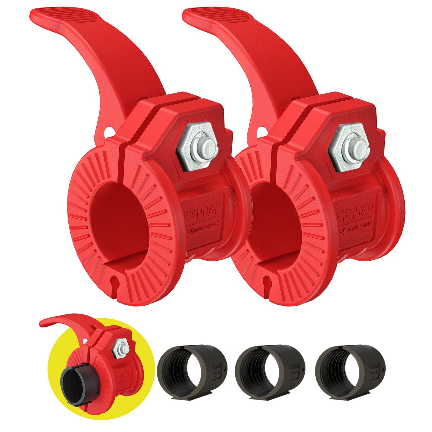 Barbell Clips 1 Inch Quick Release Weight Clamps 0.9-1.18inch Multi-Size Adjustable Olympic Clamps for Bars