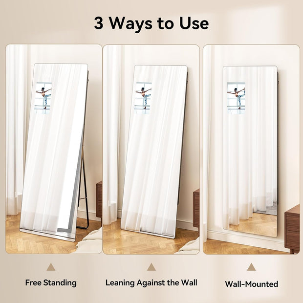 Smart Home Gym Mirror 65"x23.6", Trainer Workout Mirror with 14" Screen Display, Support Phone Casting Function, Follow Tiktok Videos to Do yoga,Dancing, Exercise Fitness(Portrait Screen for TikTok)