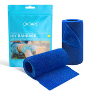 OK TAPE 2 Rolls Ice Self Stick Bandage Wrap, Instant Cold Relief for Knee, Ankle, Wrist, Cold Compress Elastic Athletic Tape for Sports Injuries, No Refrigeration Needed, 4 Inch Wide, Navy Blue