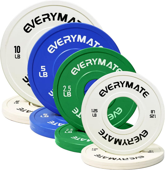 Change Plates 1.25LB 2.5LB 5LB 10LB Set - Fractional Olympic Bumper Plates for Cross Training - Steel Insert Strength Training Weight Plates