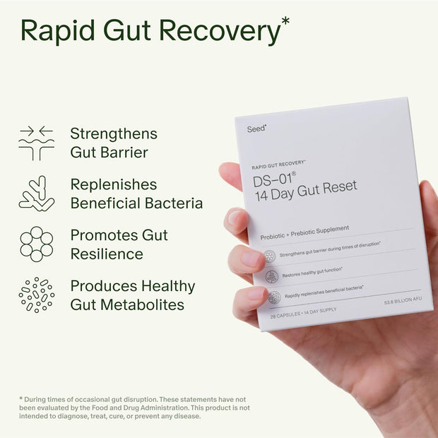 Seed 14 Day Gut Reset - Prebiotic and Probiotic for Women & Men - Digestive Health, Gut Health, Rapid Gut Recovery, Bloating & Constipation Relief - Vegan & Shelf-Stable - 28 Capsules (14-Day Supply)