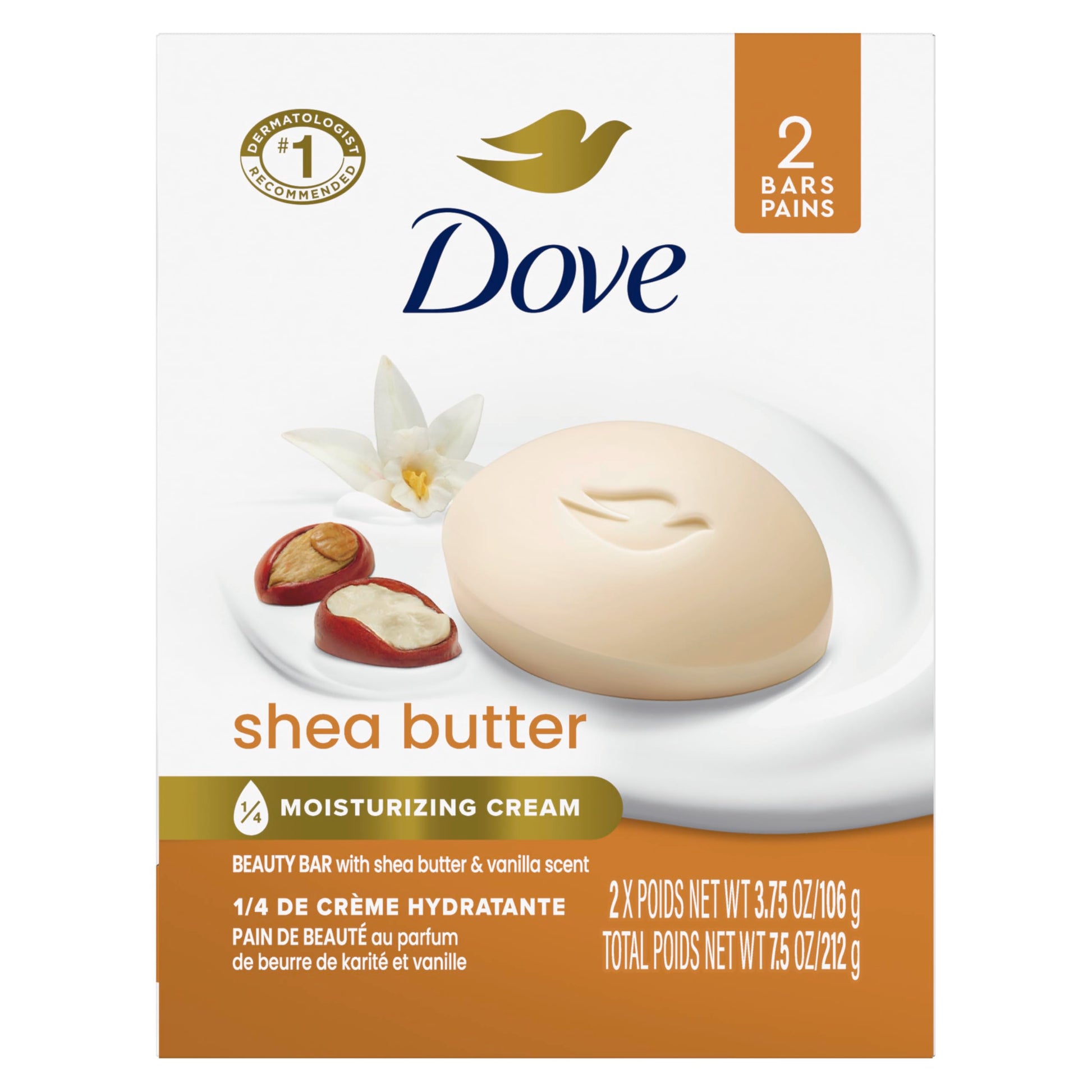 Dove Beauty Bar Soap Shea Butter, 8 Count