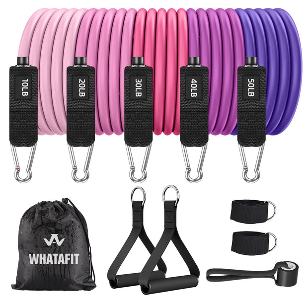WHATAFIT Resistance Bands, Exercise Bands，Resistance Bands for Working Out, Work Out Bands with Handles for Men and Women Fitness, Strength Training Home Gym Equipment