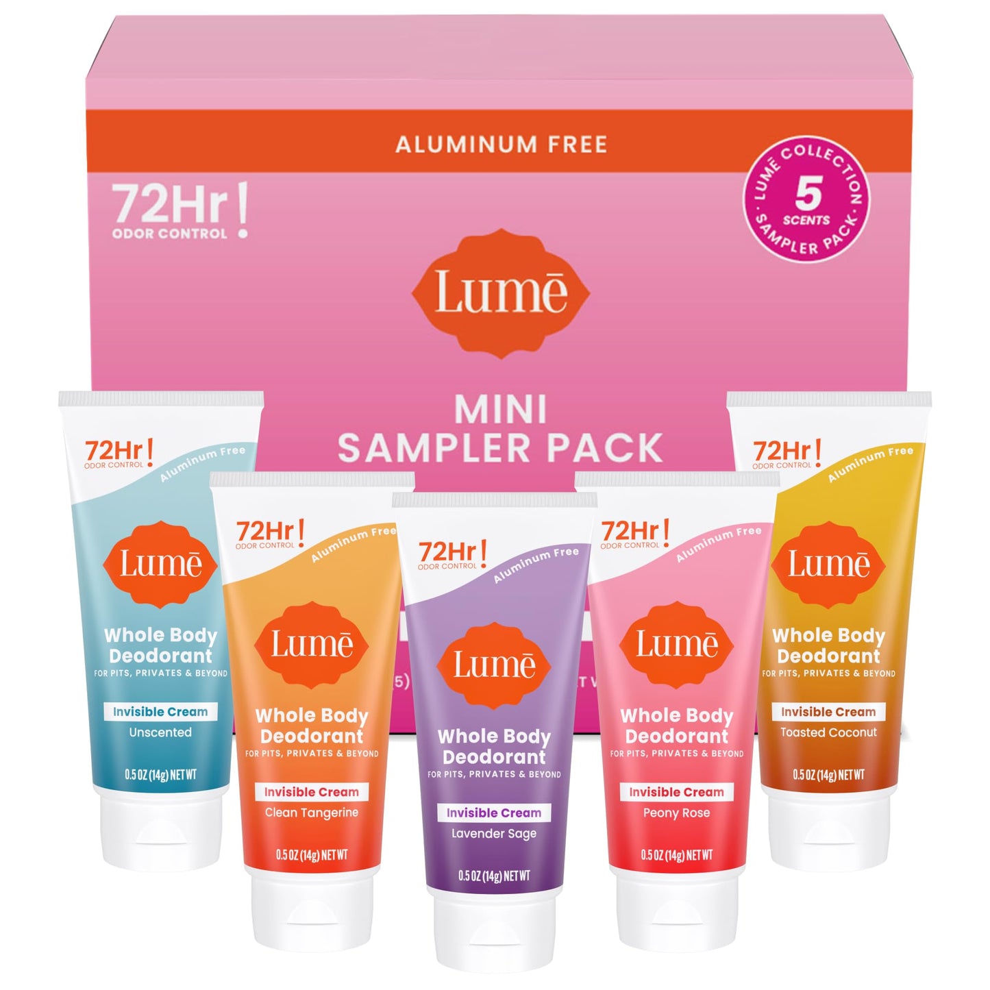 Lume Whole Body Deodorant - Mini Travel Size Invisible Cream Tube - Trial Size - 72 Hour Odor Control - Doctor Developed - Aluminum and Baking Soda Free - .5oz (Pack of 2) (Fresh Alpine & Unscented)