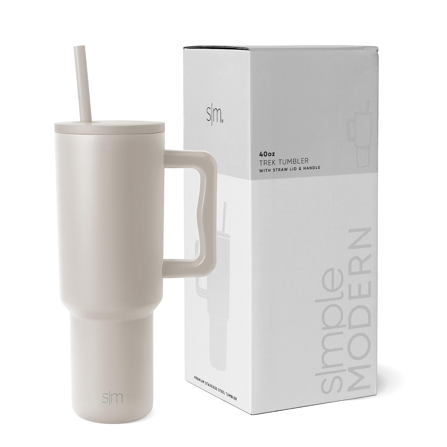 Simple Modern 40 oz Trek Tumbler with Handle and Straw Lid | Cup Holder Friendly Insulated Stainless Steel Travel Mug | Blue Dune