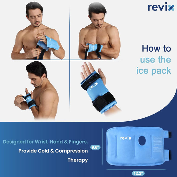 REVIX Wrist Ice Pack Wrap for Carpal Tunnel, Reusable Gel Ice Pack for Hand Relaxation, Cold Compress, Enhancing Comfort and Soothing Fatigue, 1Pack