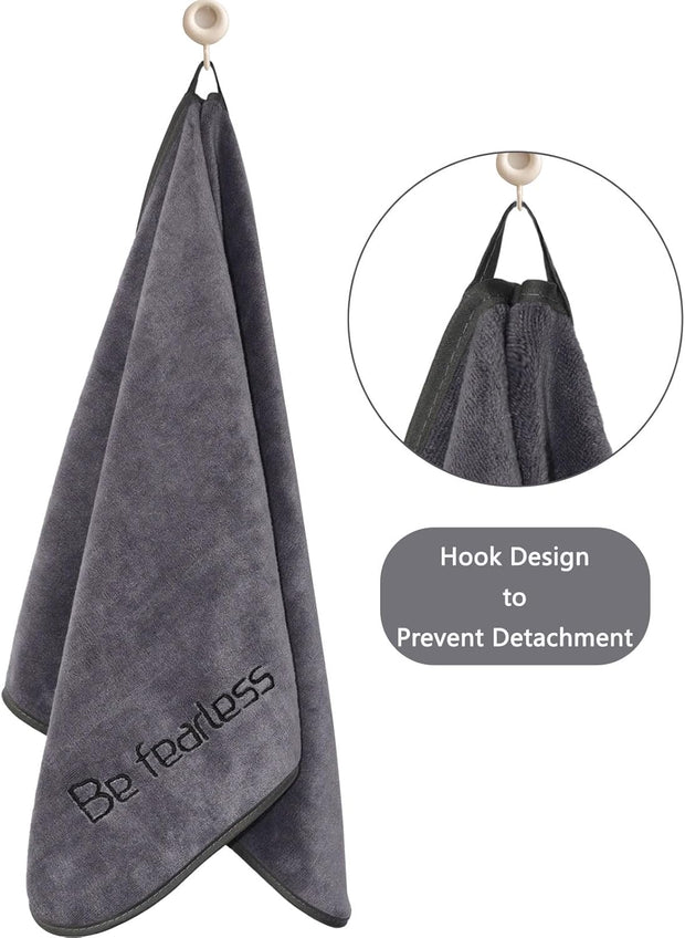 Microfiber Gym Towels Bigger Size Super Soft for Exercise Fitness, Sports, Workout, 380-GSM 15-Inch x 31-Inch Quick-Drying Towels (3 Pack, Grey+Blue+Purple)