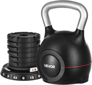 VEVOR Kettlebell, Adjustable Kettlebell with 7 Weight Levels, Die-Cast Aluminum and ABS Material, for Grip Strength Training, Full-body Workout & Cross-Training