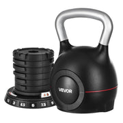 VEVOR Kettlebell, Adjustable Kettlebell with 7 Weight Levels, Die-Cast Aluminum and ABS Material, for Grip Strength Training, Full-body Workout & Cross-Training