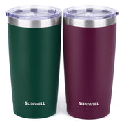 SUNWILL Travel Coffee Tumbler 20 oz, Insulated Mug with Lid, Stainless Steel Cup for Outdoor, Powder Coated Navy