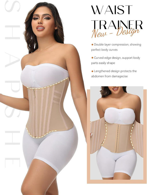 SHAPSHE Waist Trainer for Women Tummy Control Waist Cincher Corset Sport Workout Body Shaper Postpartum Belly Band Gym