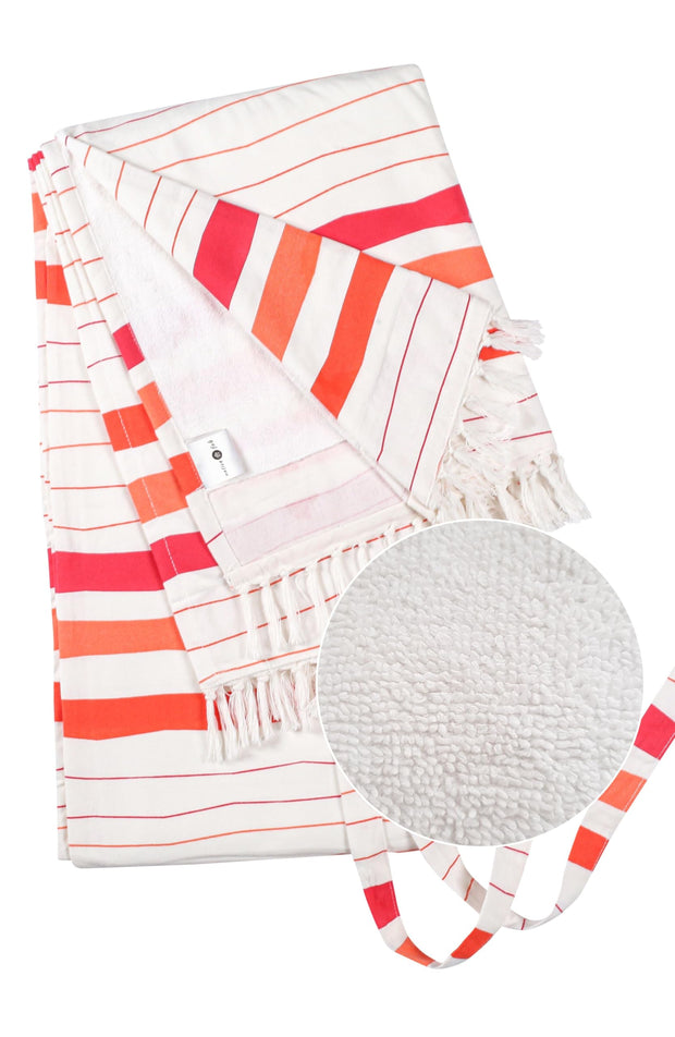 Native Fab Oversized Turkish Beach Towels - 2 Pack - Terry Cotton - Extra Large 40x72 inches, Soft, Absorbent, Quick Dry Towels for Adults, Swim, Bath, Spa, Pool - Red, Orange, Blue, Navy