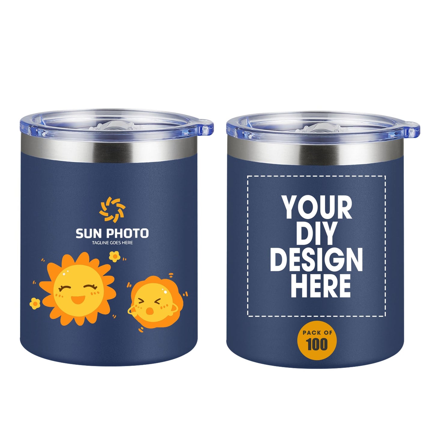Personalized Custom Tumbler Print in USA 12oz Stainless Steel Travel Coffee Cup with Lid & Straw Double Wall Insulated Mug With Colorful Text Logo Photo