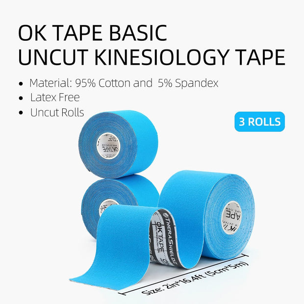 OK TAPE Kinesiology Tape, Regular Original Cotton Elastic Athletic Tape for Support and Recovery, Sports Tape, 2in×16.4ft Uncut Roll - Pink