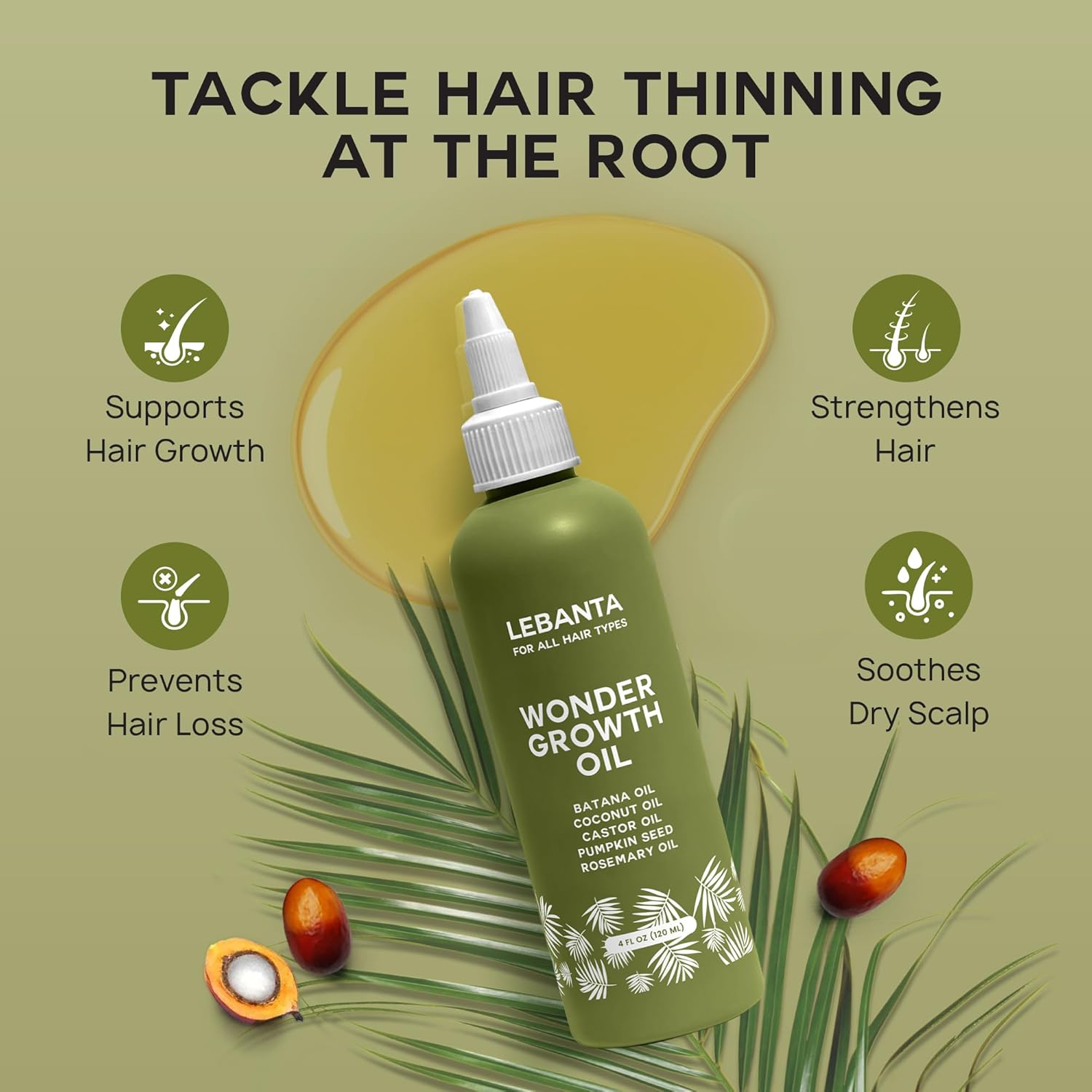 Batana Oil For Hair Growth - 100% Pure, Raw & Natural Blend With Organic Castor, Pumpkin Seed, Coconut and Rosemary Oil - Thicker, Stronger Hair For Men & Women Scalp (1 Pack)