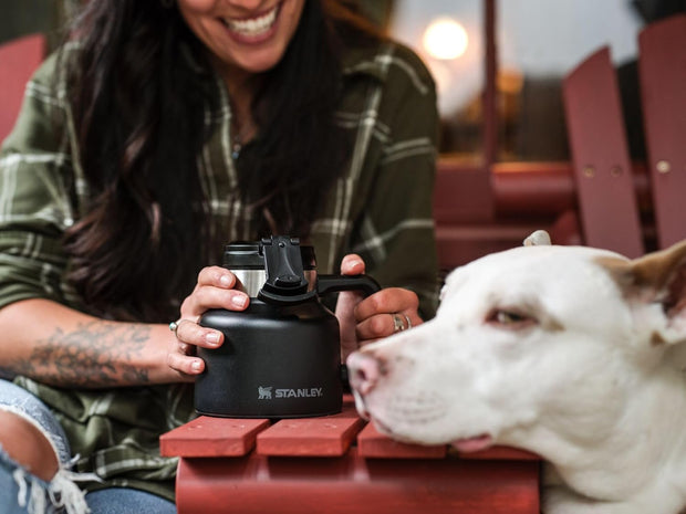 Stanley Tough-To-Tip Admiral's Mug 20 oz | Twist-on Flip Open Lid | Wide Body with Non-Skid Rubber Base | Insulated Stainless Steel Coffee Cup | BPA-Free | Stainless Steel Shale