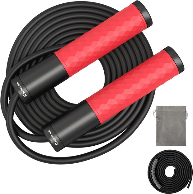 Weighted Jump Rope for Men, Women (1.5LB) - Alloy Steel Handles, Speed Skipping Rope, Gym,Indoor/Outdoor - Fitness, Workout, Boxing - Solid PVC & Cotton Rope